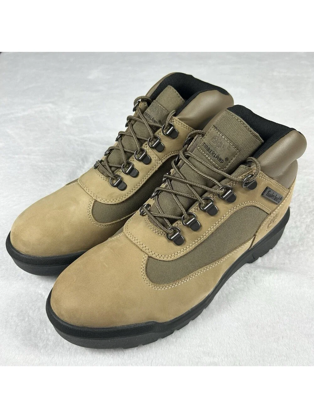 Timberland Field Boots WP Mid Lace Men’s Size 9.5 Beige Nubuck Hiking Boots New